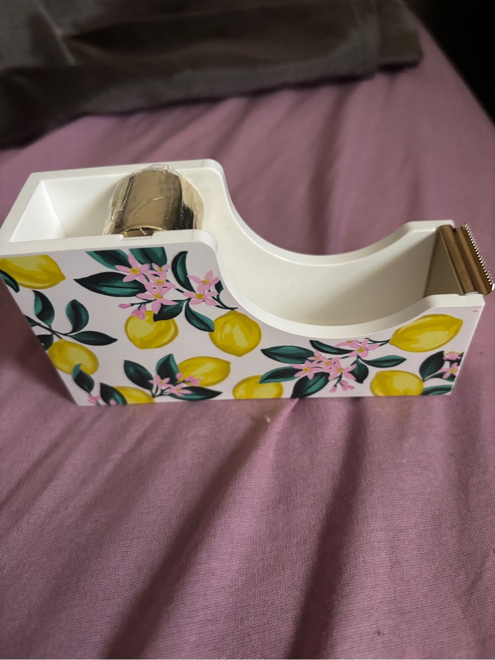 White Lemon Print Tape Dispenser - Decorative Home Accents